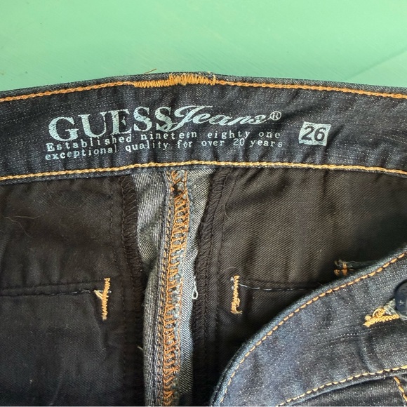 Guess Dark Blue Flare Wide Leg Y2K Jeans Size 26 Vintage Retro Denim Retro - Picture 5 of 9